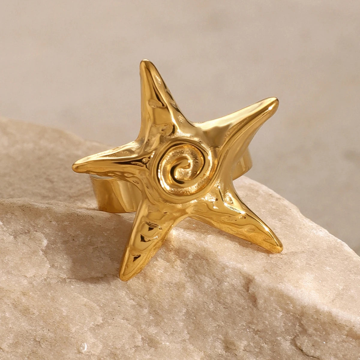 Golden Starfish Statement Ring