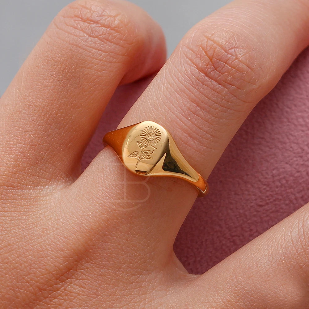 Floral Etched Ring