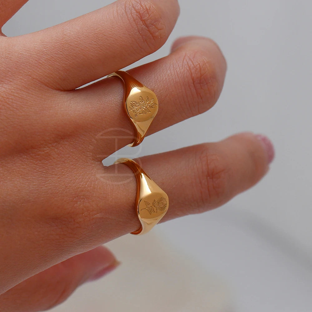 Floral Etched Ring