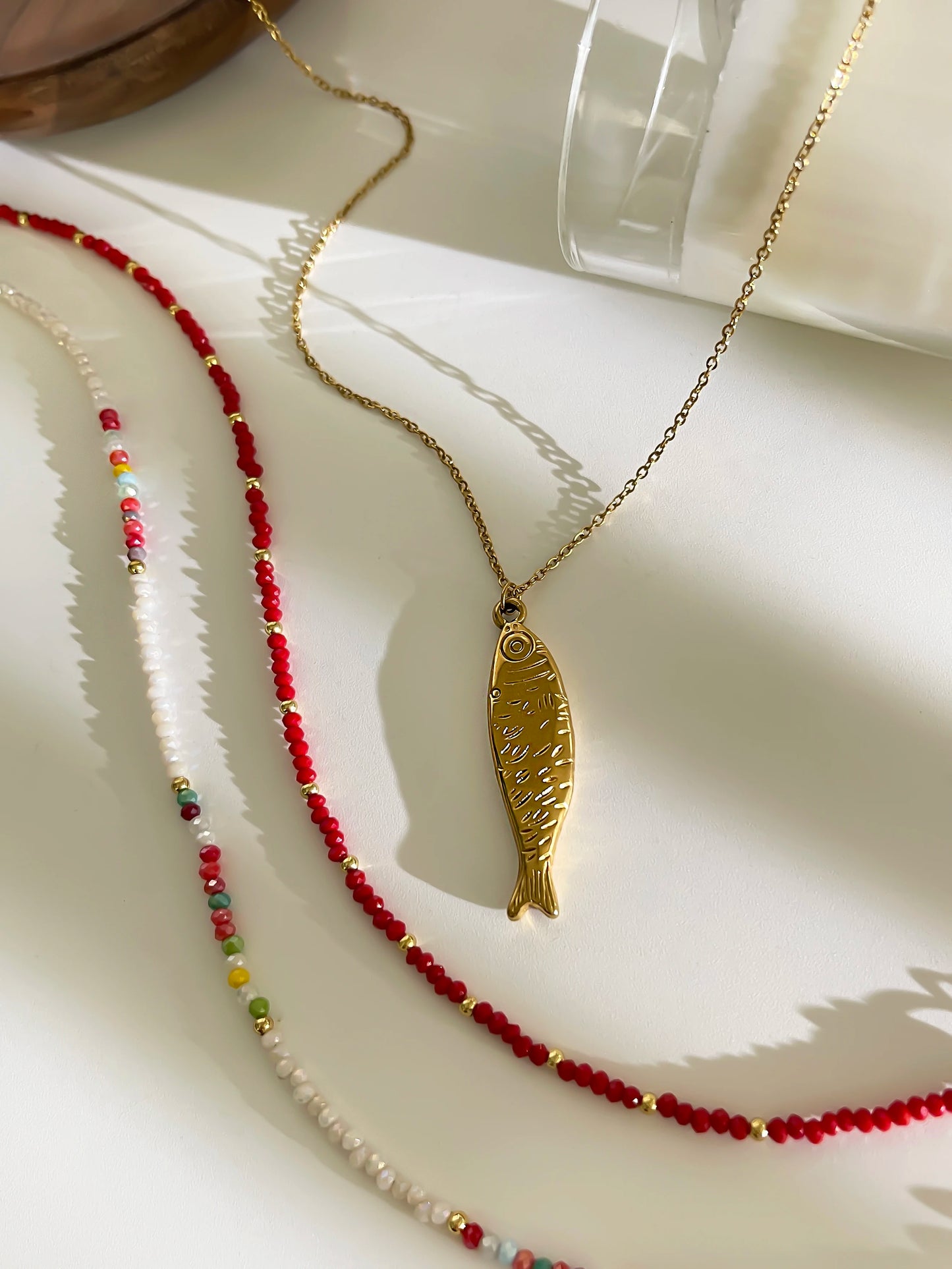 Beads & Gold Fish Necklace