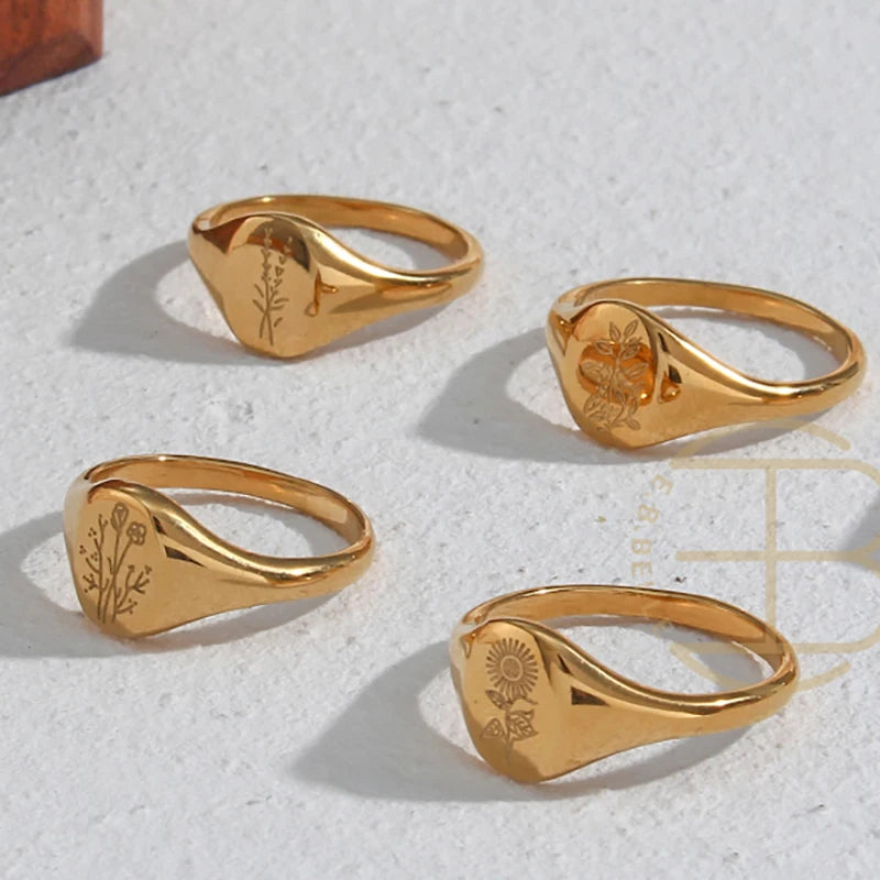 Floral Etched Ring