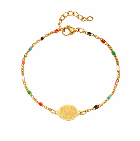 Multi Beads Medal Bracelet